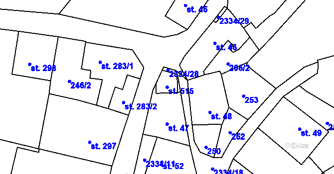 Parcela st. 515 v KÚ Deštná u Jindřichova Hradce, Katastrální mapa