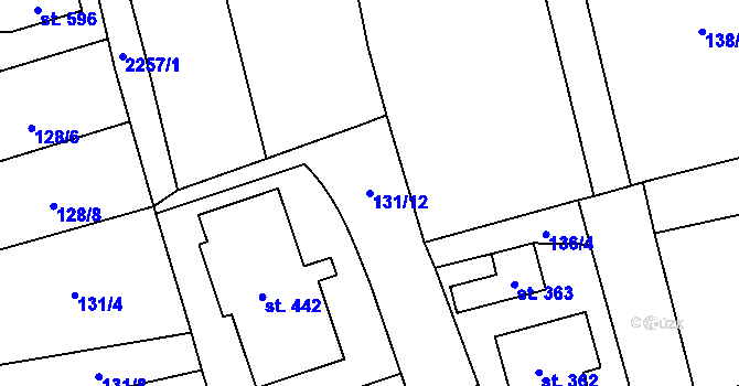 Parcela st. 131/12 v KÚ Deštná u Jindřichova Hradce, Katastrální mapa