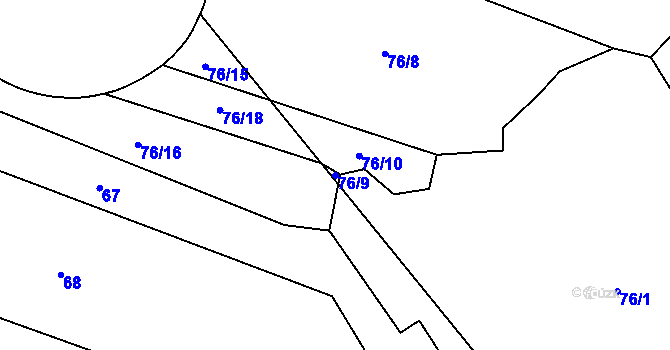Parcela st. 76/9 v KÚ Deštná u Jindřichova Hradce, Katastrální mapa