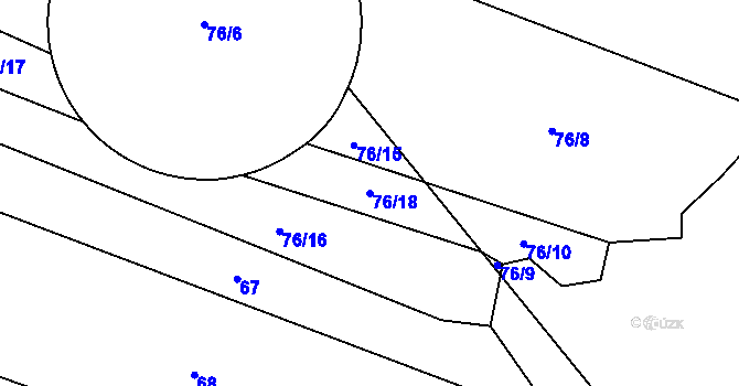 Parcela st. 76/18 v KÚ Deštná u Jindřichova Hradce, Katastrální mapa