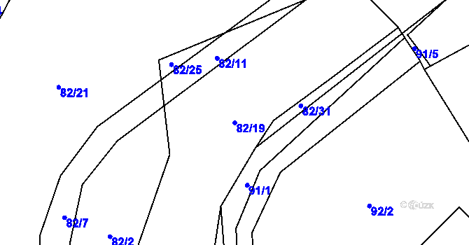 Parcela st. 82/19 v KÚ Deštná u Jindřichova Hradce, Katastrální mapa