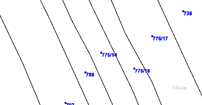 Parcela st. 775/14 v KÚ Deštná u Jindřichova Hradce, Katastrální mapa