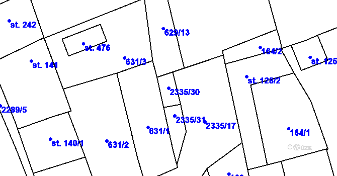 Parcela st. 2335/30 v KÚ Deštná u Jindřichova Hradce, Katastrální mapa