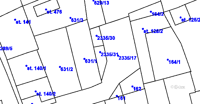 Parcela st. 2335/31 v KÚ Deštná u Jindřichova Hradce, Katastrální mapa