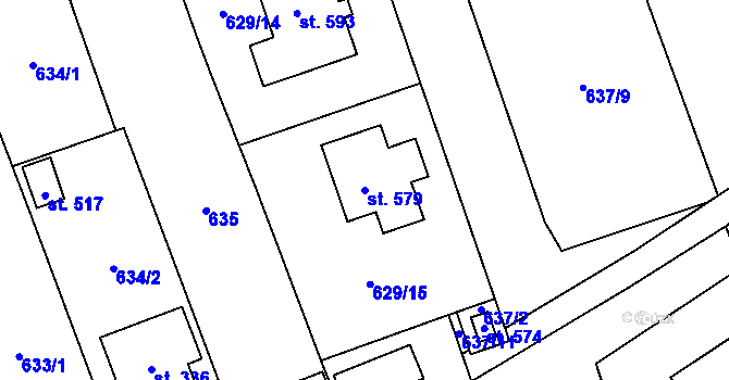 Parcela st. 579 v KÚ Deštná u Jindřichova Hradce, Katastrální mapa
