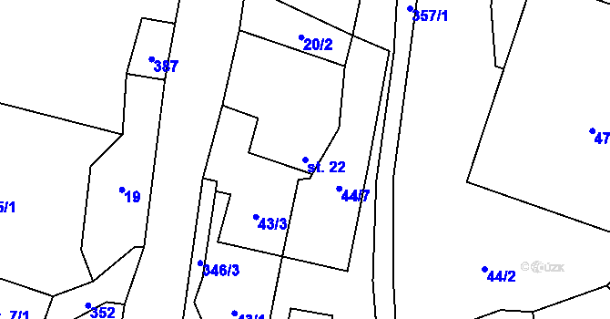 Parcela st. 22 v KÚ Deštná, Katastrální mapa