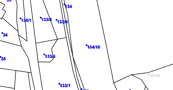 Parcela st. 154/16 v KÚ Deštná, Katastrální mapa