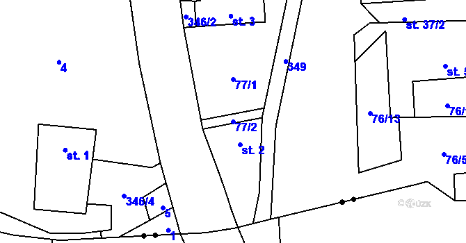 Parcela st. 77/2 v KÚ Deštná, Katastrální mapa