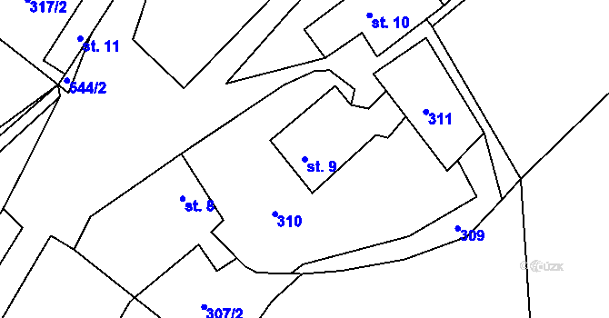 Parcela st. 9 v KÚ Horní Smržov, Katastrální mapa