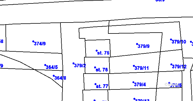 Parcela st. 75 v KÚ Horní Smržov, Katastrální mapa