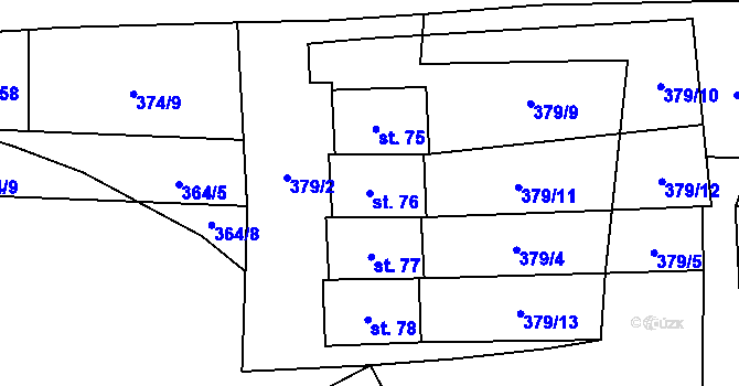 Parcela st. 76 v KÚ Horní Smržov, Katastrální mapa