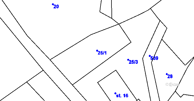 Parcela st. 25/1 v KÚ Horní Smržov, Katastrální mapa