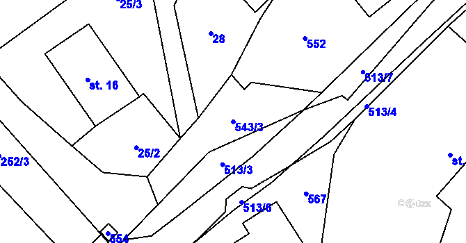 Parcela st. 543/3 v KÚ Horní Smržov, Katastrální mapa