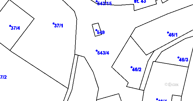 Parcela st. 543/4 v KÚ Horní Smržov, Katastrální mapa