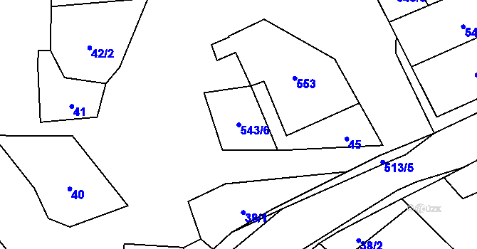 Parcela st. 543/6 v KÚ Horní Smržov, Katastrální mapa