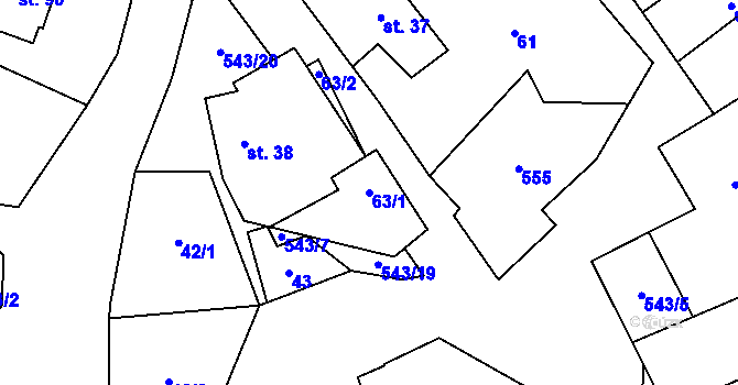 Parcela st. 63/1 v KÚ Horní Smržov, Katastrální mapa