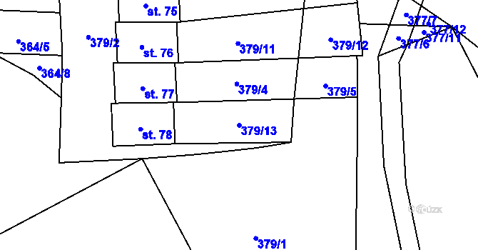 Parcela st. 379/13 v KÚ Horní Smržov, Katastrální mapa