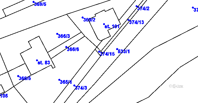 Parcela st. 374/15 v KÚ Horní Smržov, Katastrální mapa