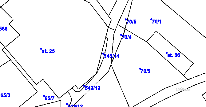 Parcela st. 543/14 v KÚ Horní Smržov, Katastrální mapa