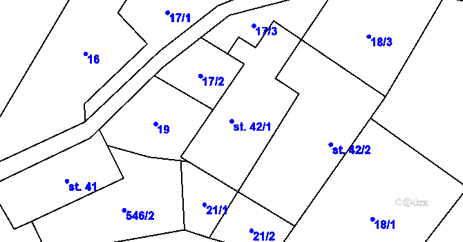 Parcela st. 42/1 v KÚ Roubanina, Katastrální mapa