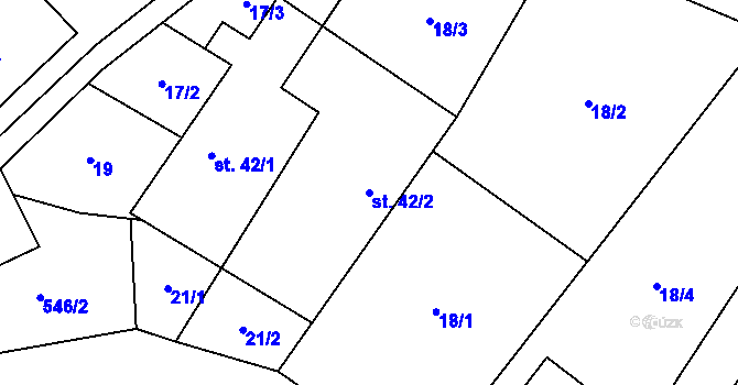Parcela st. 42/2 v KÚ Roubanina, Katastrální mapa