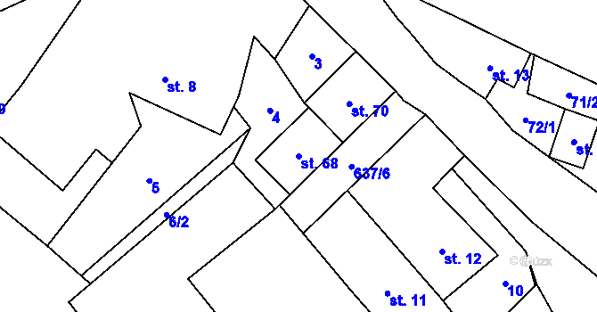 Parcela st. 68 v KÚ Roubanina, Katastrální mapa