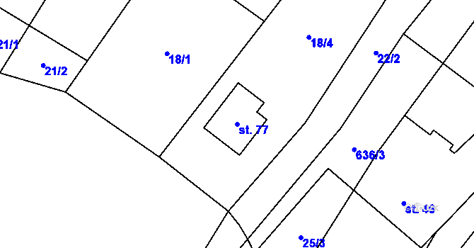 Parcela st. 77 v KÚ Roubanina, Katastrální mapa