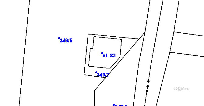 Parcela st. 83 v KÚ Roubanina, Katastrální mapa