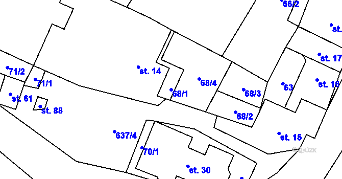 Parcela st. 68/1 v KÚ Roubanina, Katastrální mapa
