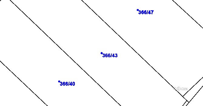 Parcela st. 366/43 v KÚ Roubanina, Katastrální mapa