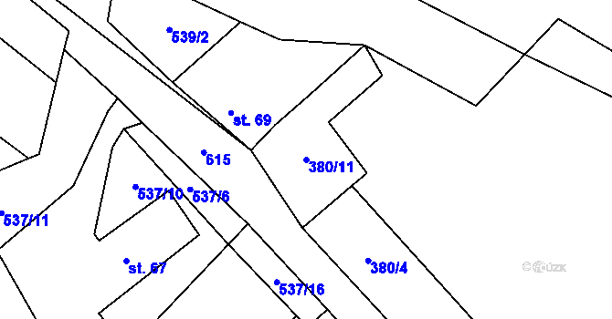 Parcela st. 380/11 v KÚ Roubanina, Katastrální mapa