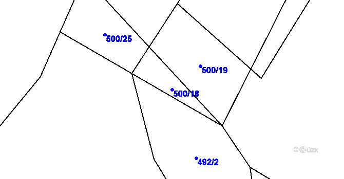 Parcela st. 500/18 v KÚ Roubanina, Katastrální mapa