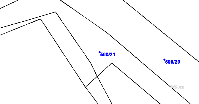 Parcela st. 500/21 v KÚ Roubanina, Katastrální mapa