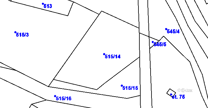 Parcela st. 515/14 v KÚ Roubanina, Katastrální mapa