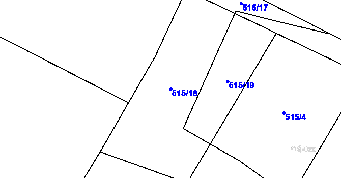 Parcela st. 515/18 v KÚ Roubanina, Katastrální mapa