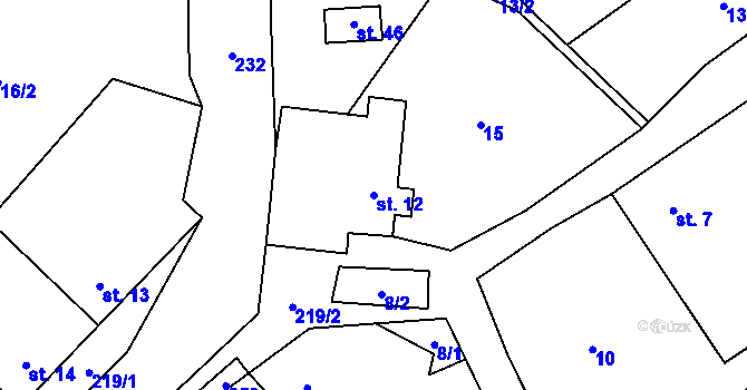 Parcela st. 12 v KÚ Rumberk, Katastrální mapa