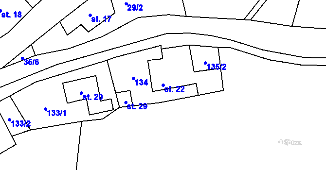 Parcela st. 22 v KÚ Rumberk, Katastrální mapa