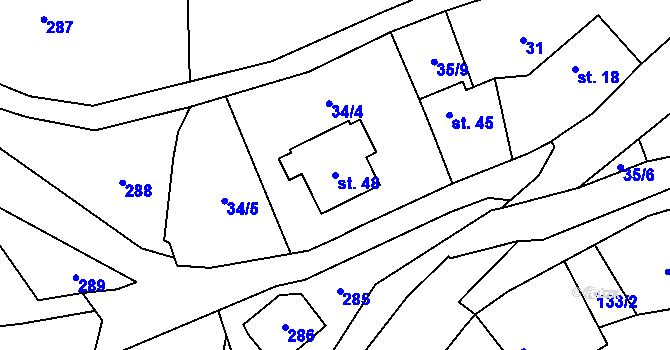 Parcela st. 48 v KÚ Rumberk, Katastrální mapa
