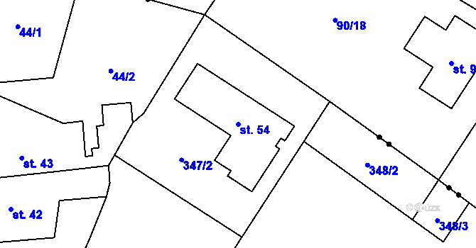 Parcela st. 54 v KÚ Rumberk, Katastrální mapa