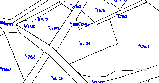Parcela st. 34 v KÚ Deštné v Orlických horách, Katastrální mapa