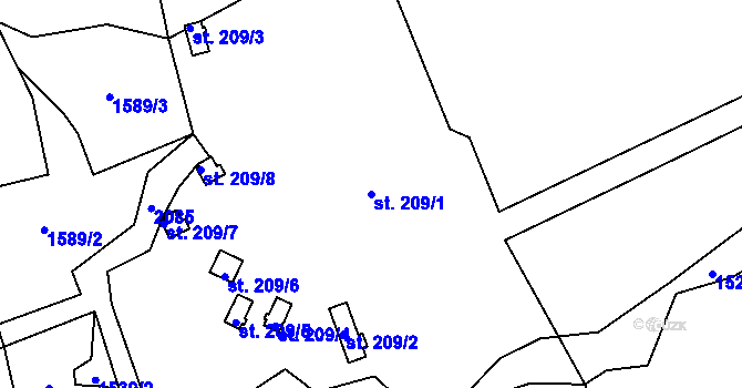 Parcela st. 209/1 v KÚ Deštné v Orlických horách, Katastrální mapa