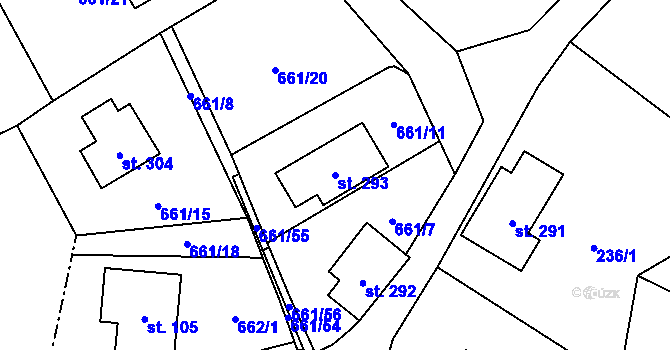 Parcela st. 293 v KÚ Deštné v Orlických horách, Katastrální mapa