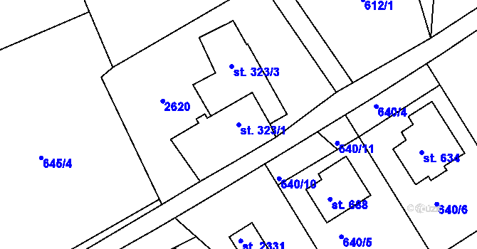 Parcela st. 323/1 v KÚ Deštné v Orlických horách, Katastrální mapa