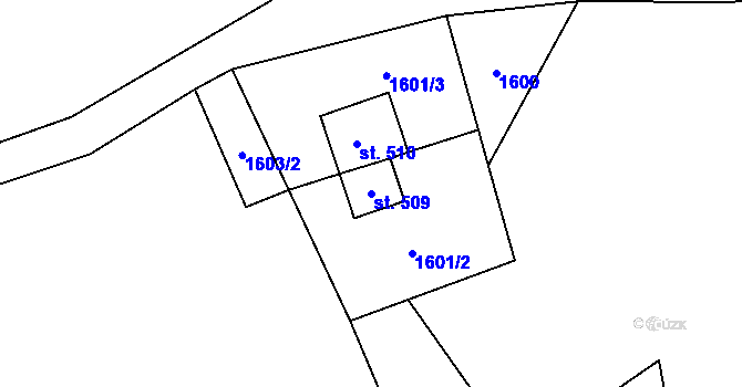 Parcela st. 509 v KÚ Deštné v Orlických horách, Katastrální mapa
