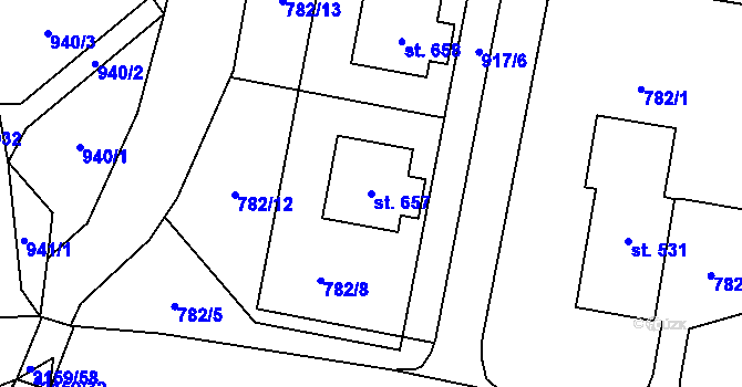 Parcela st. 657 v KÚ Deštné v Orlických horách, Katastrální mapa