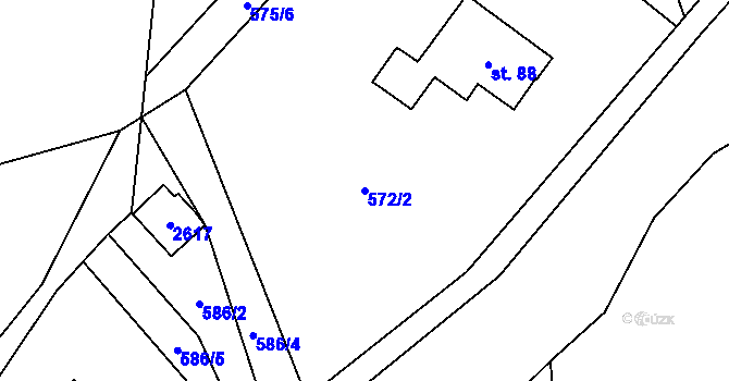 Parcela st. 572/2 v KÚ Deštné v Orlických horách, Katastrální mapa