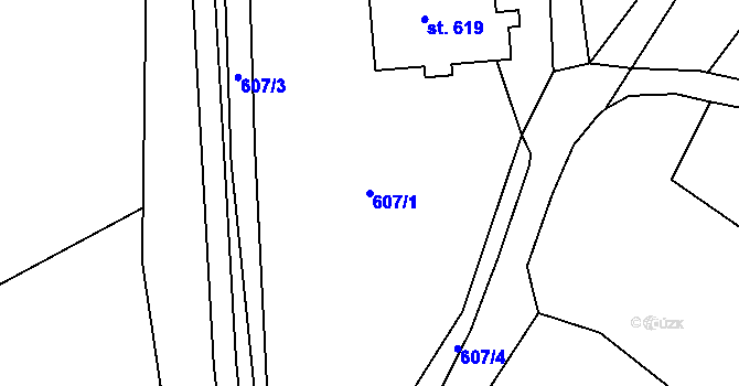 Parcela st. 607/1 v KÚ Deštné v Orlických horách, Katastrální mapa