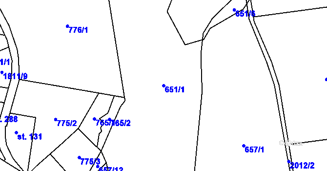 Parcela st. 651/1 v KÚ Deštné v Orlických horách, Katastrální mapa