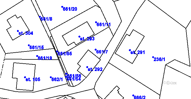 Parcela st. 661/7 v KÚ Deštné v Orlických horách, Katastrální mapa