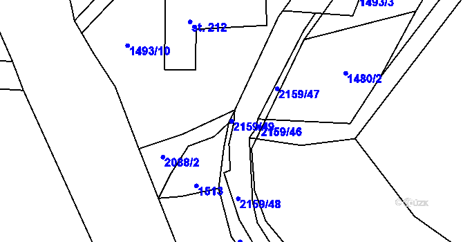 Parcela st. 2159/49 v KÚ Deštné v Orlických horách, Katastrální mapa